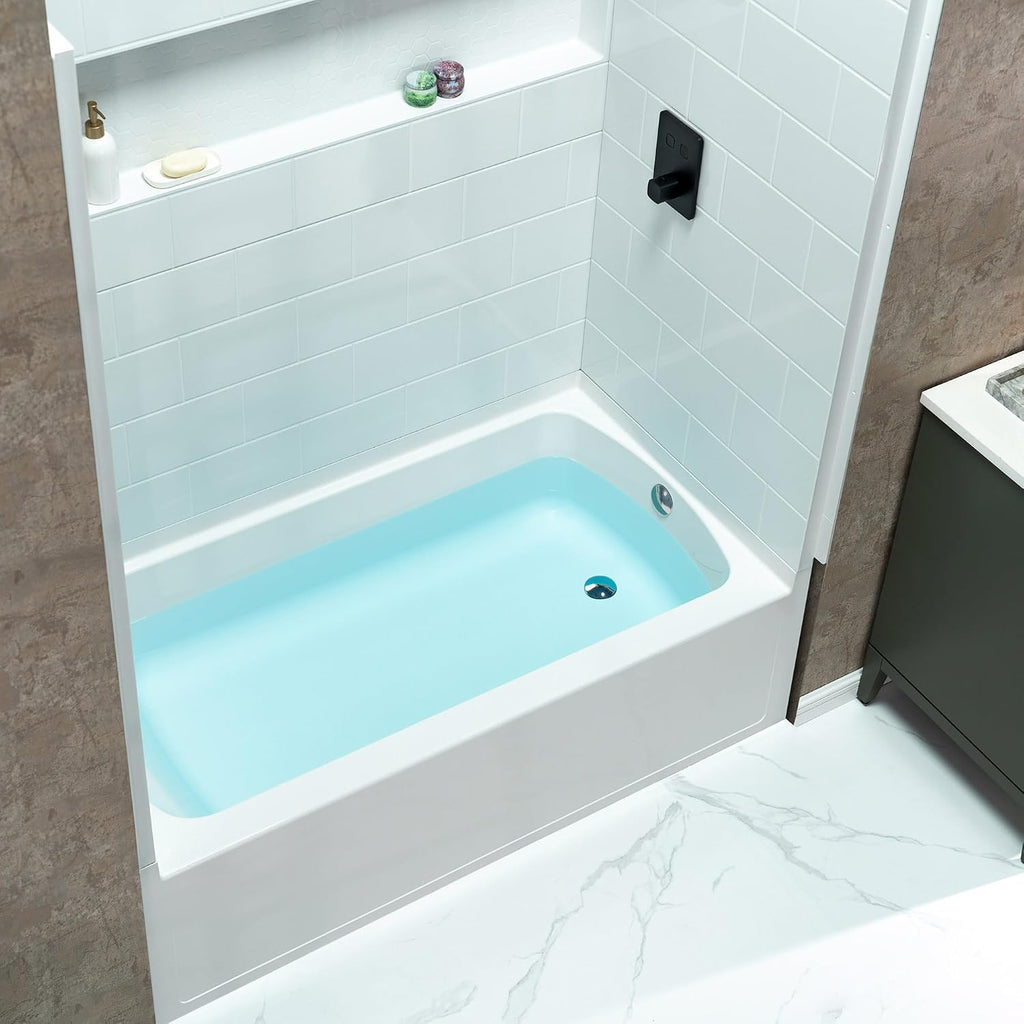 WOODBRIDGE 60â x 32â Alcove Soaking Bathtub in white with Right-Hand Drain Hole â Tub Only (No Wall Panels)