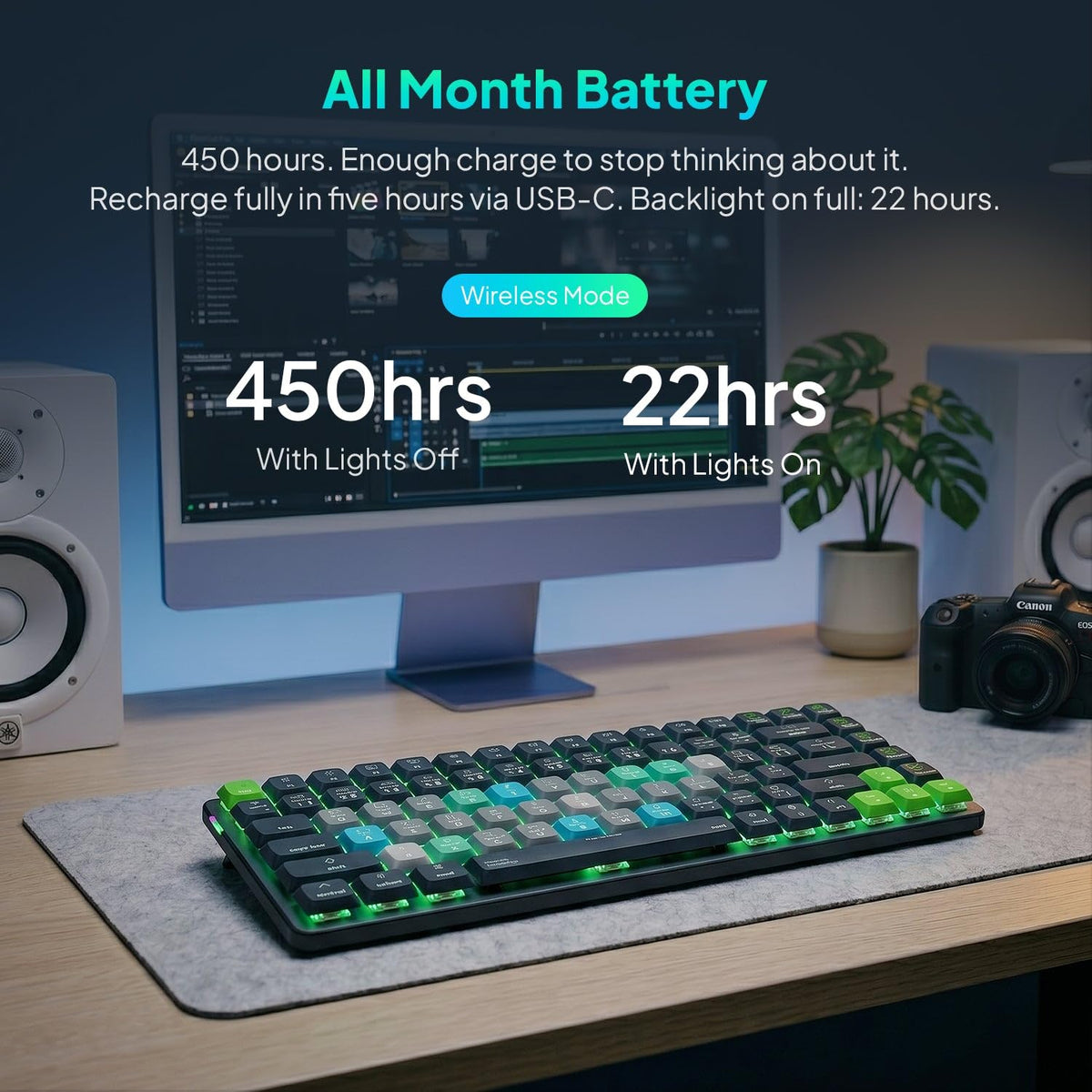 JCPAL Dash Adobe Premiere Pro Wireless Shortcut Keyboard for Mac/PC