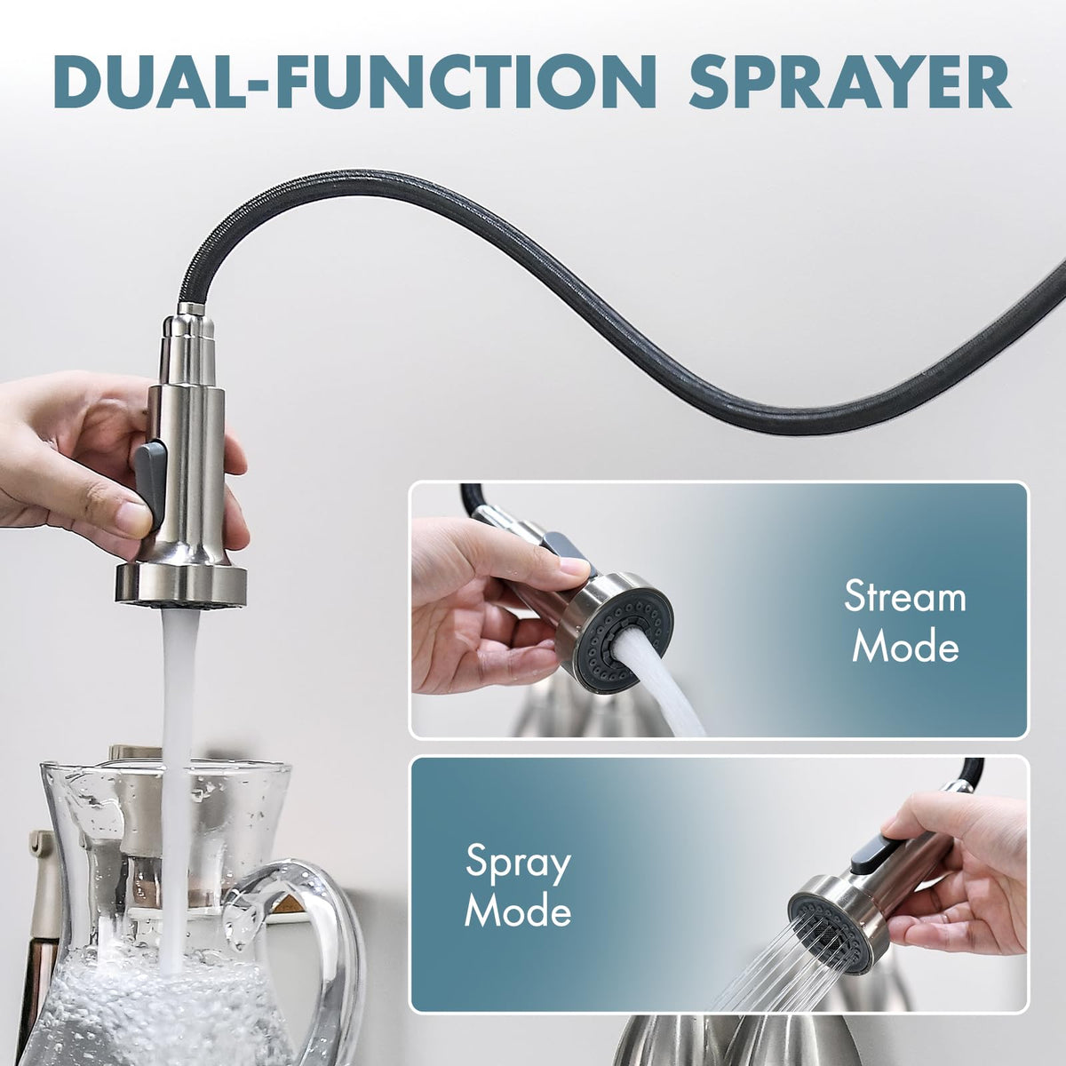 GIMILI Matte Black Touchless Kitchen Faucet with Spring Pull Down Sprayer
