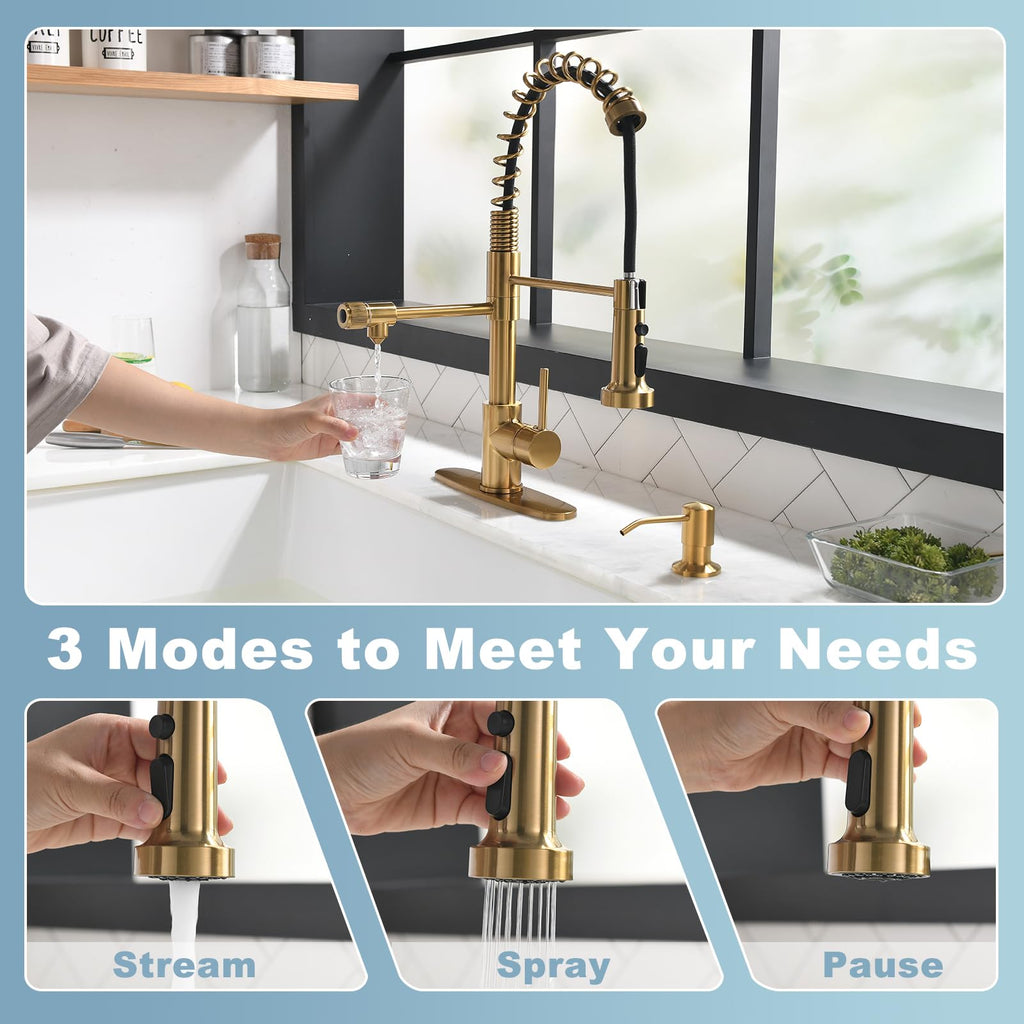 GIMILI Filter Kitchen Faucet Drinking Water Faucet 3 in 1 Brushed Nickel