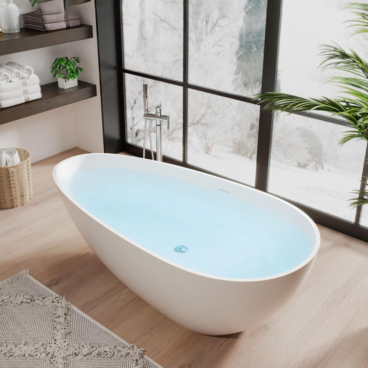 49" Acrylic Freestanding Bathtub - Japanese Square Soaking Tub with Built-in Seat & Toe-Tap Drain, Glossy White Finish, CUPC Certified