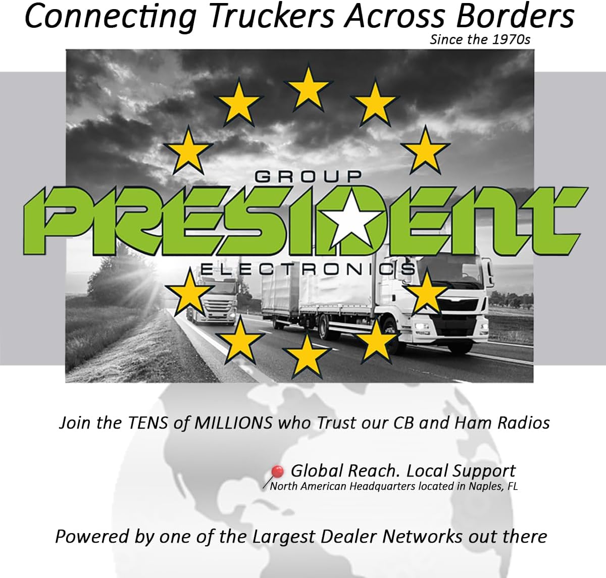 President Bill III (Bill 3) FCC AM/FM Ultra-Compact with P Channels, NRC, Weather Channel CB Radio. (TXUS201)