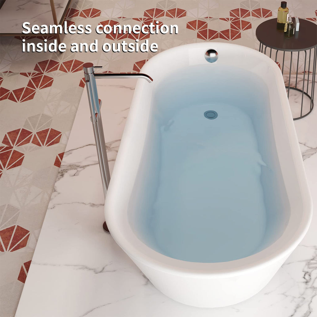 62" Lucite Acrylic Freestanding Bathtub, Double Slipper Soaking Tub