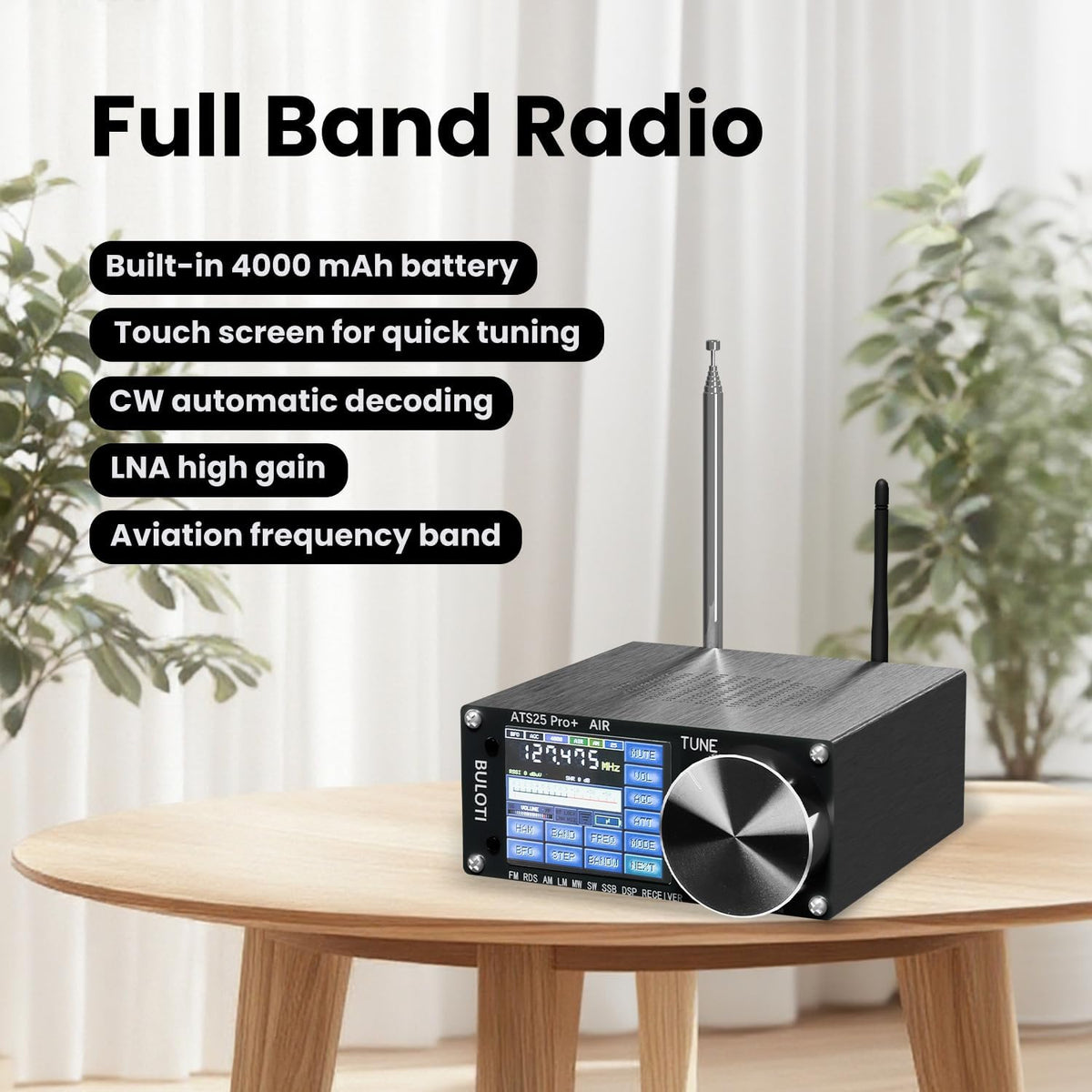 ATS25pro+ Portable Radio AM FM, Touch Screen ShortwaveRadio Receiver, Small VHF Radio FM SW SSB MW LW AIR SDRAviation Band for Home, Indoor, Outdoor, Travel, Camping,Climbing