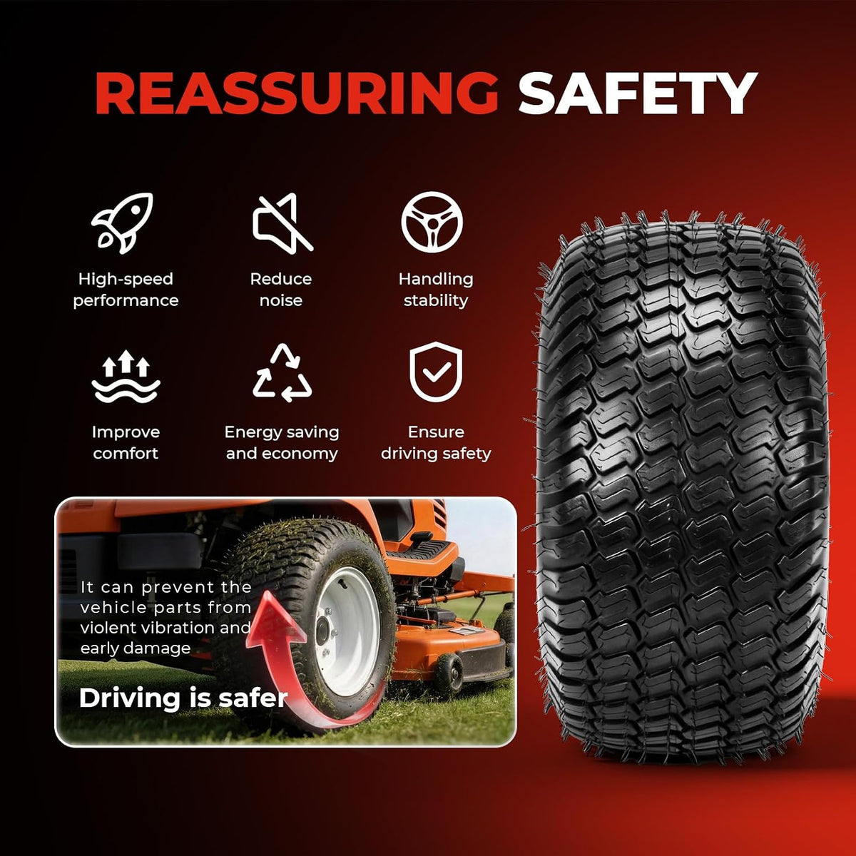 18x9.50-8 Lawn Mower Tire and Wheel, 2 Pack