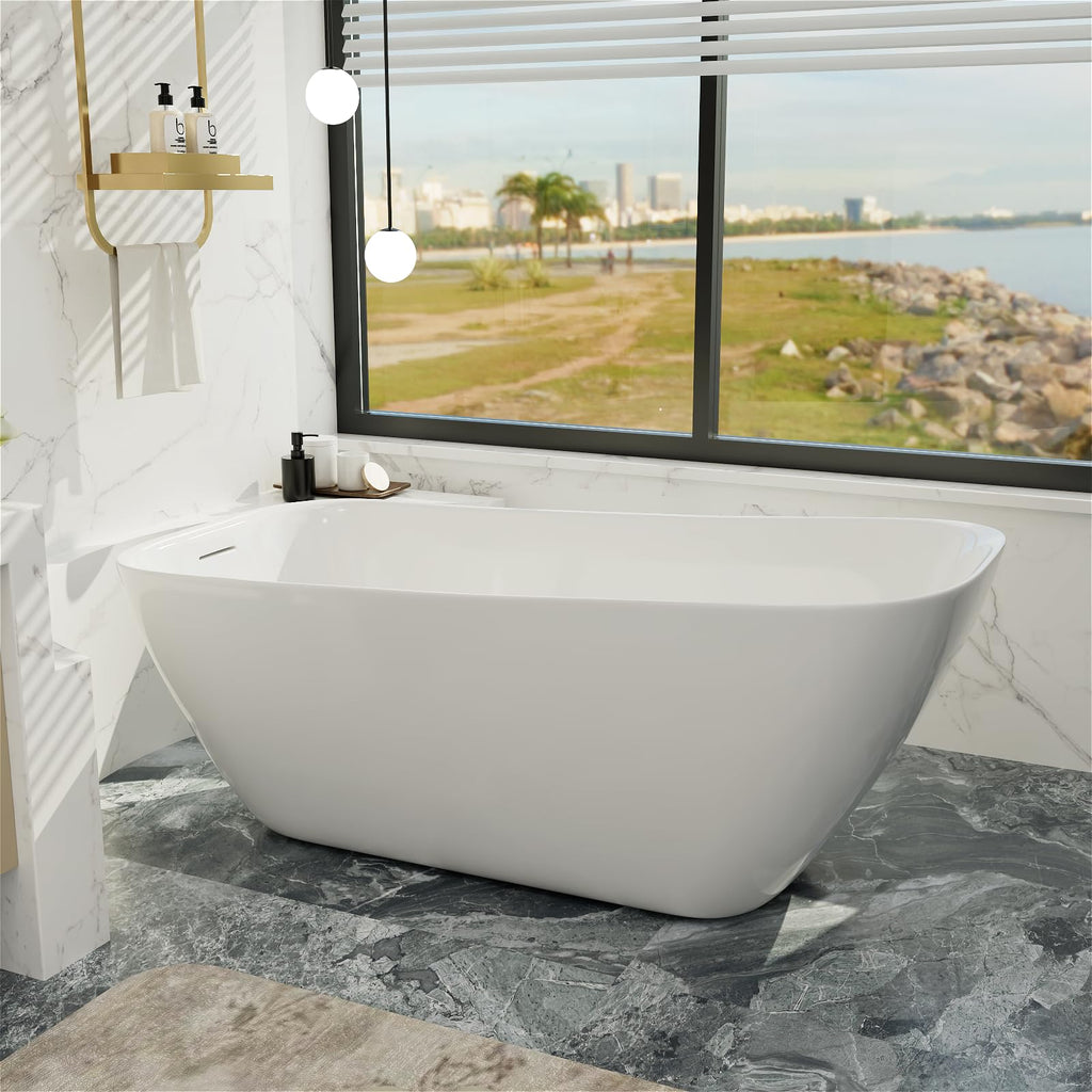 62" Lucite Acrylic Freestanding Bathtub, Double Slipper Soaking Tub