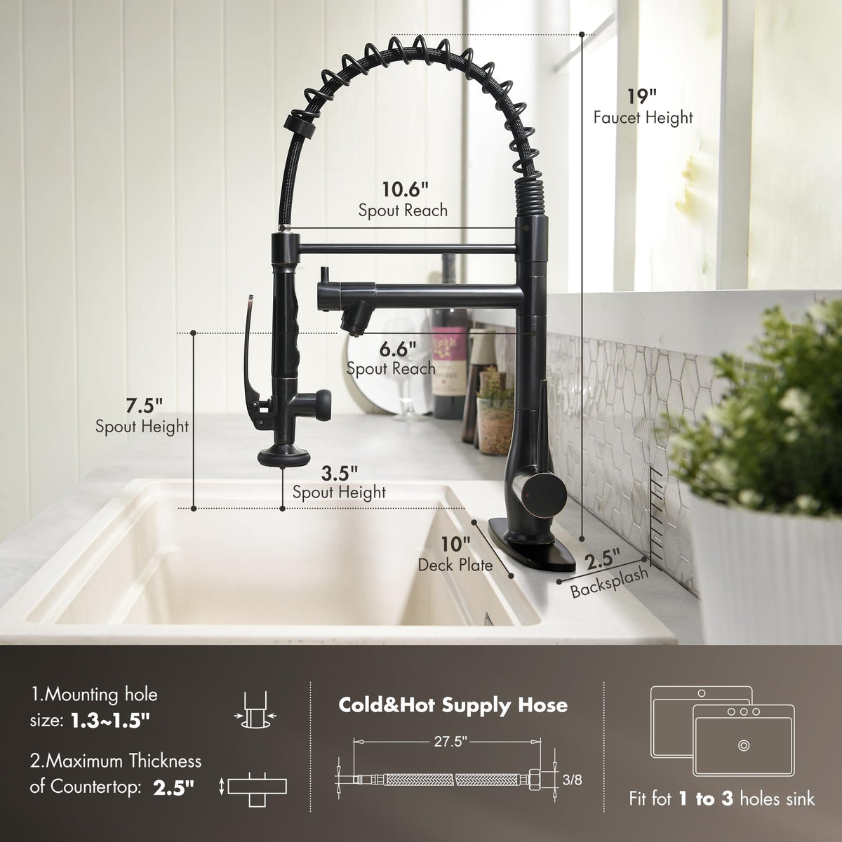 GIMILI Commercial Kitchen Sink Faucet with Pull Down Sprayer Brushed Nickel