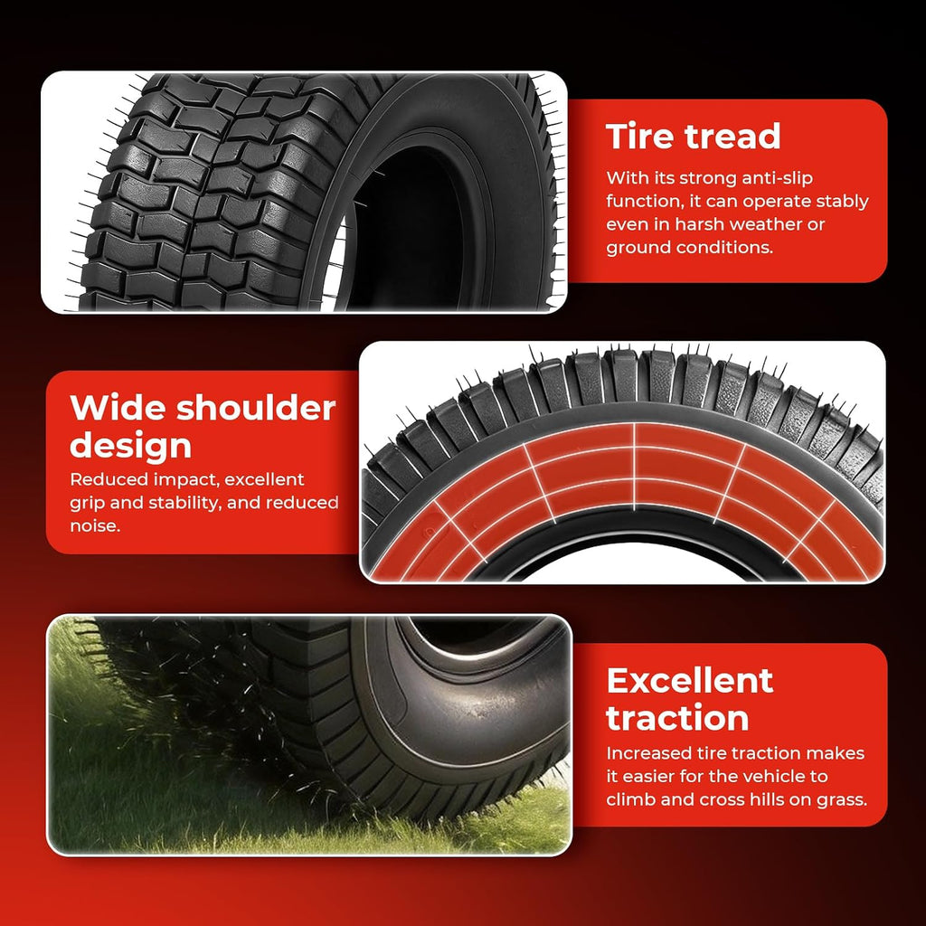 24x12.00-12 Lawn Mower Tires, 2 Pack,6 Ply,2260 LBS Load Capacity