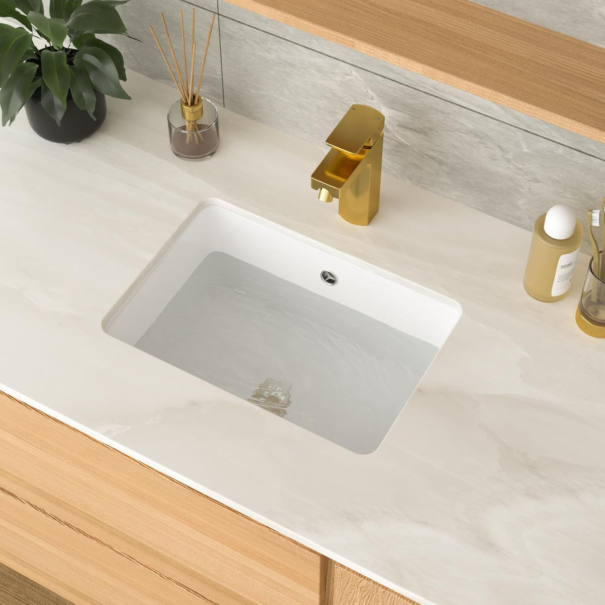 17 Inch Undermount Bathroom Sink Rectangle White