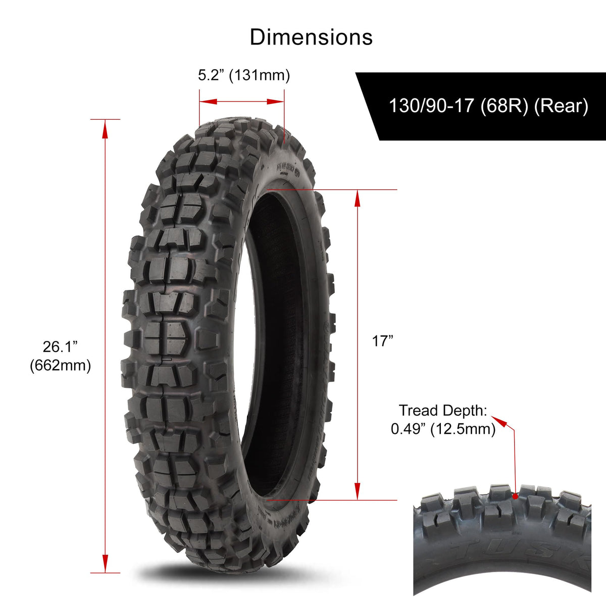 Tusk Waypoint Adventure Motorcycle Tire Set ¨C 90/90-21 Front & 130/90-17 Rear (68R) Tube Type