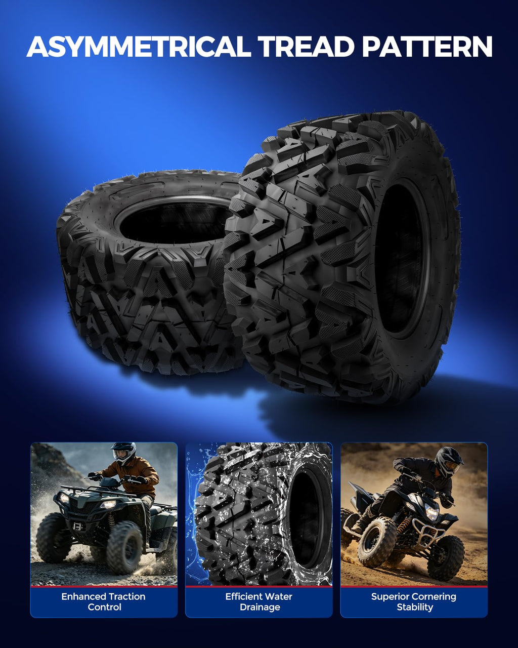 KAX Lawn Mower Golf Cart Turf Tires 23x10.5-12, ATV UTV Tire, 6PR, Set 1