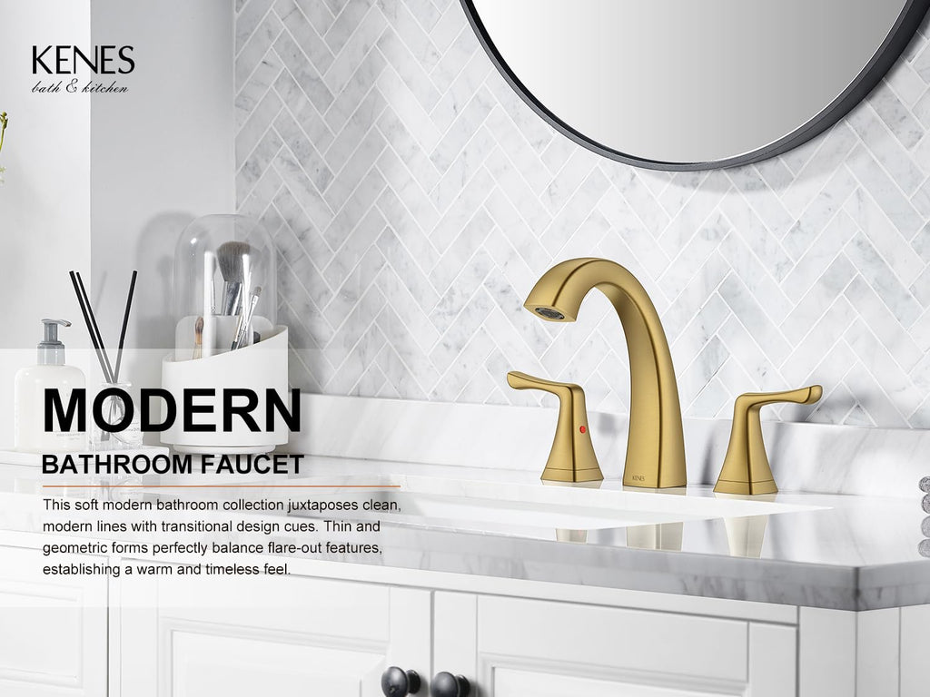 KENES Bathroom Faucets for Sink 3 Hole, Chrome 8 Inch 2 Handle Widespread