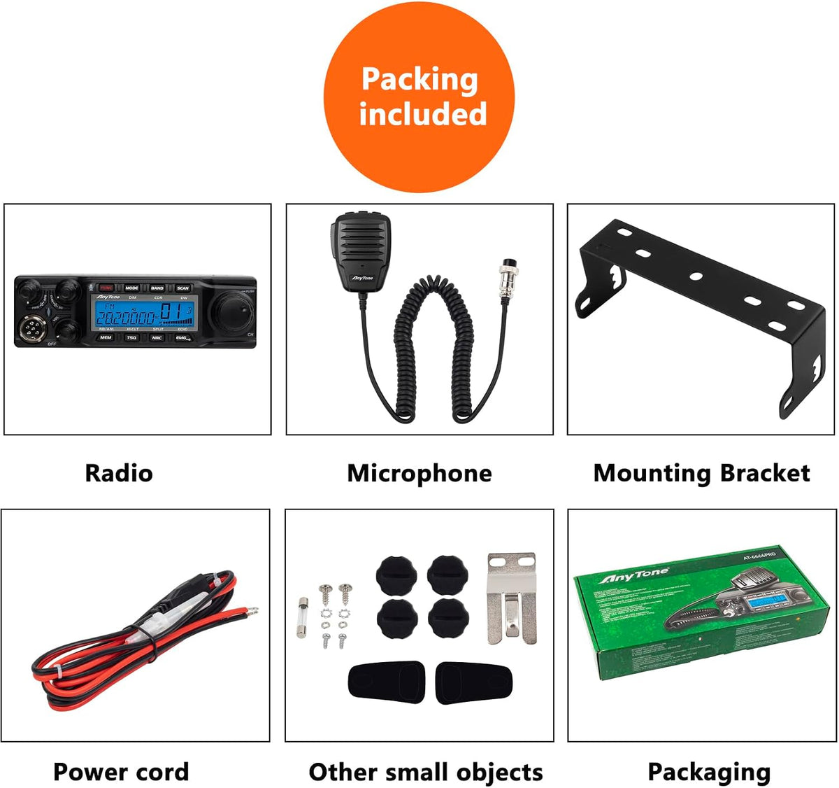 AnyTone AT-6666PRO 10 Meter Mobile Radio for Truckers,80W High Power Ham Mobile Transceiver. AM 80W(PEP) / FM 50W / SSB 80W(PEP).RX and TX Noise Reduction, CTCSS/DCS with RX/TX Split Function