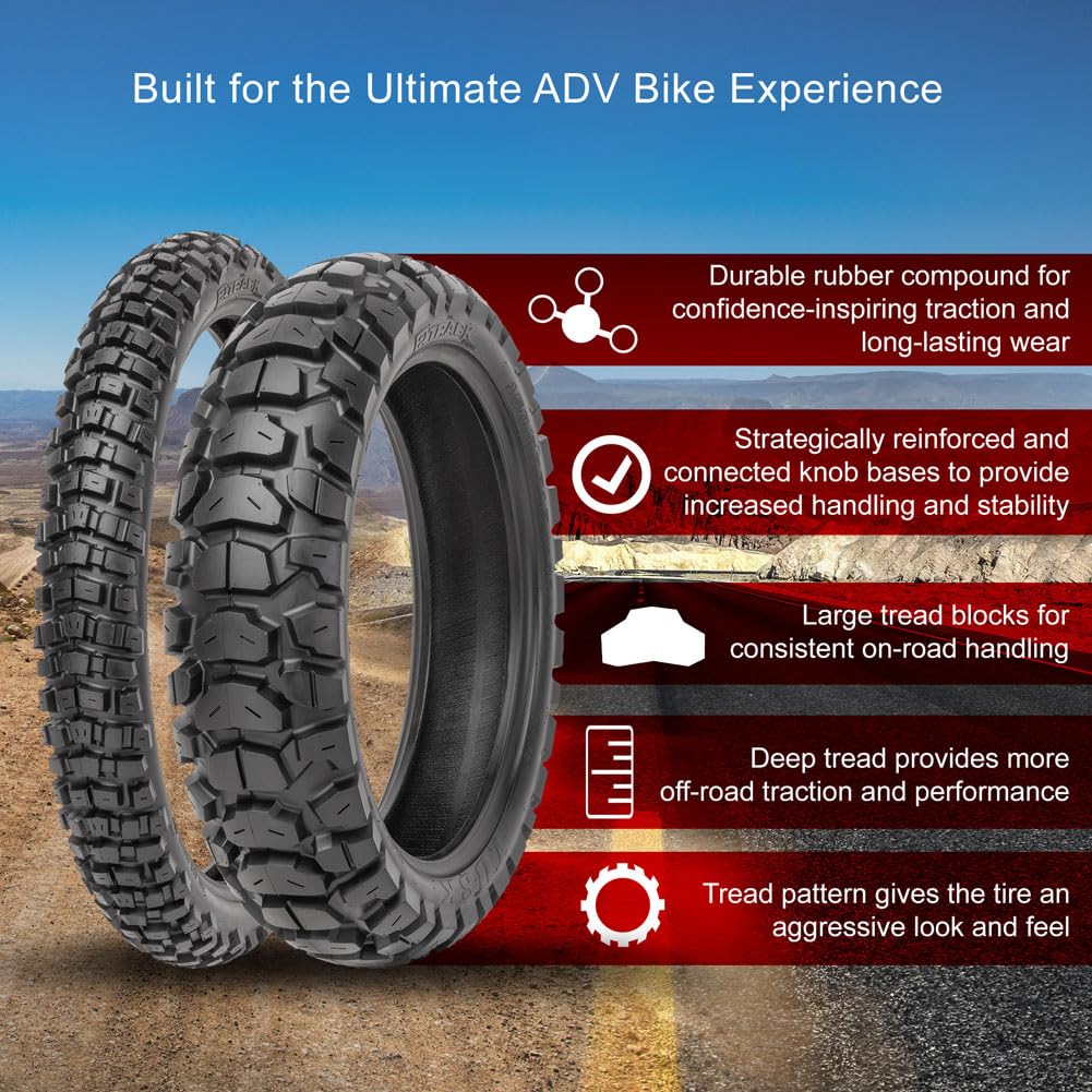 Tusk 2Track Adventure Motorcycle Tire Set ¨C 90/90-21 Front & 130/80-17 Rear ¨C Dual-Sport Off-Road Tires