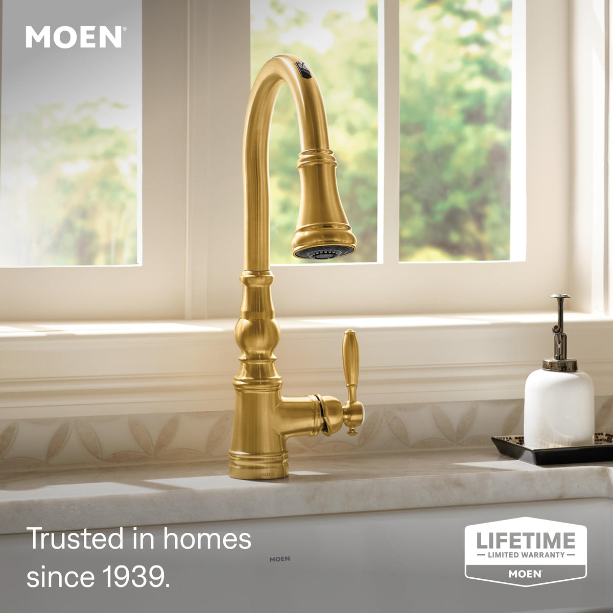 Moen Weymouth Oil Rubbed Bronze Motionsense Wave Touchless Kitchen Faucet, Traditional Spring Kitchen Sink Faucet with Pulldown Sprayer and Hands-Free Sensor, S73104EWORB