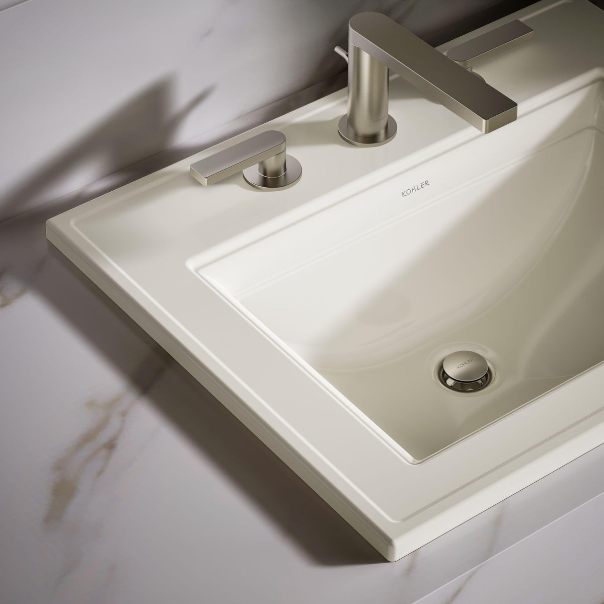Kohler K-2337-8-7 Memoirs Rectangular Drop-In Single Bowl Bathroom Sink Black
