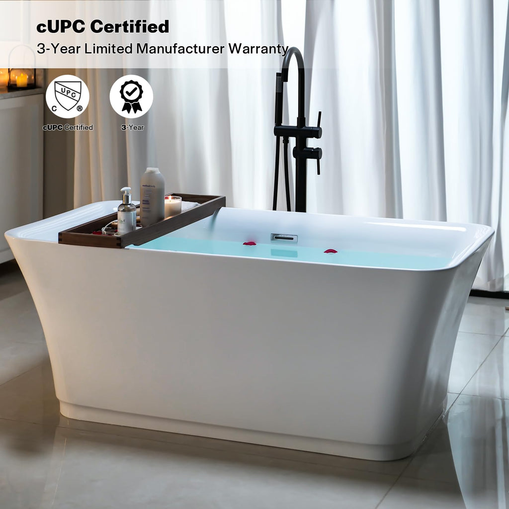 Empava 67" Luxury Freestanding Soaking Bathtub - Modern Oval Spa Tub