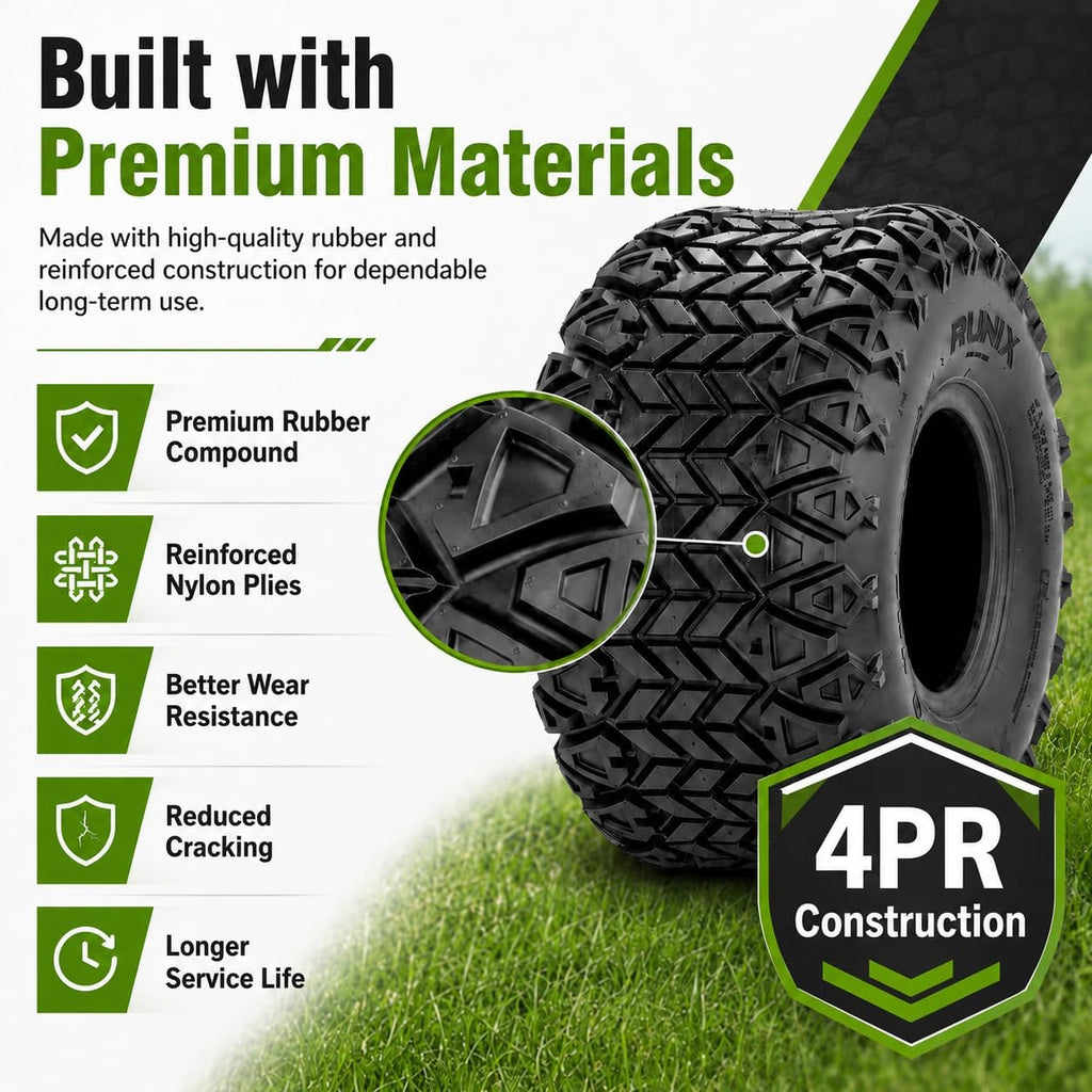 RUNIX 18X8.50-8 Tires, Premium Rubber Set of 2, Golf Cart Tires, Riding Lawn Mower Tires,Superior Traction, TURF, Tubeless, 18X8.5X8