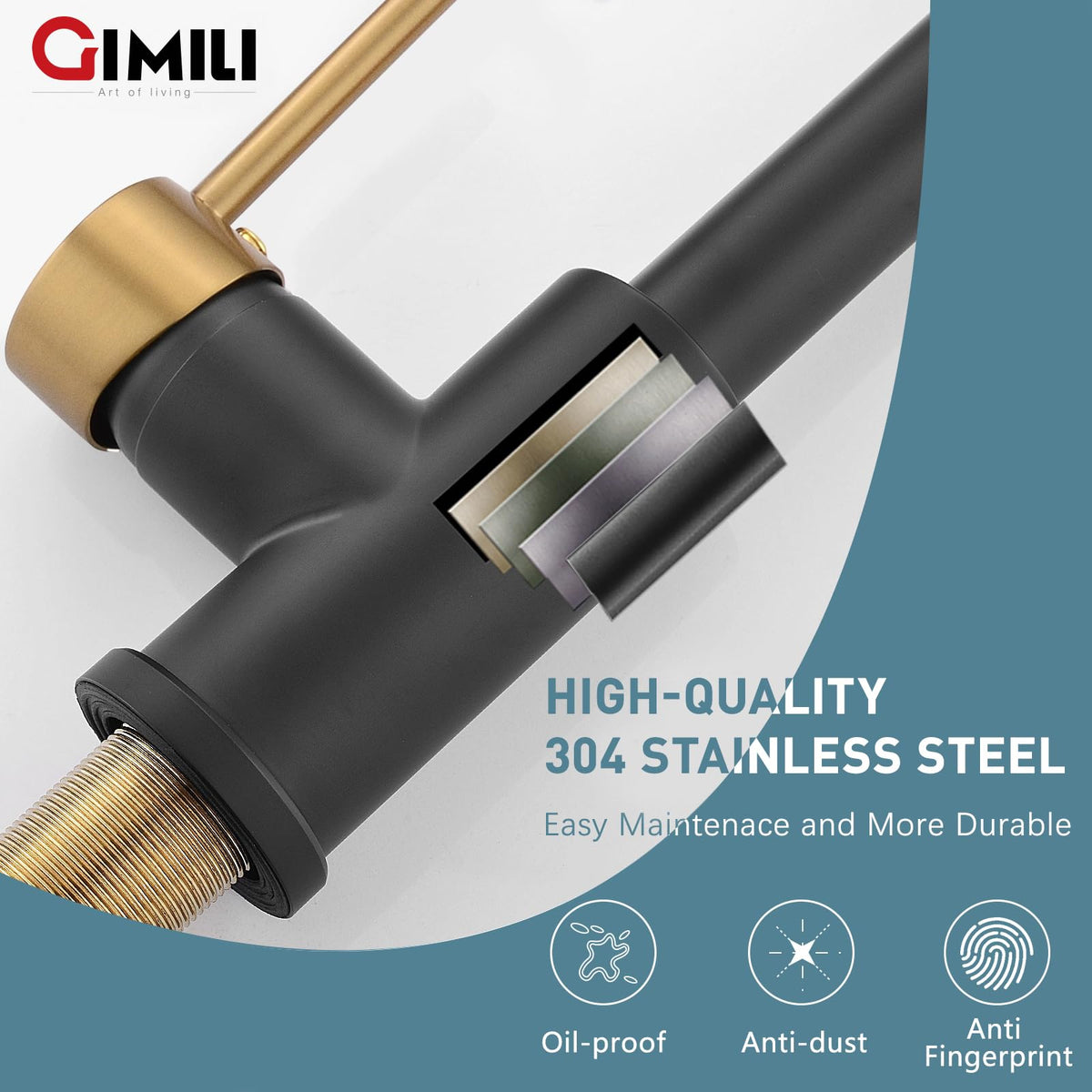 GIMILI Matte Black Touchless Kitchen Faucet with Spring Pull Down Sprayer