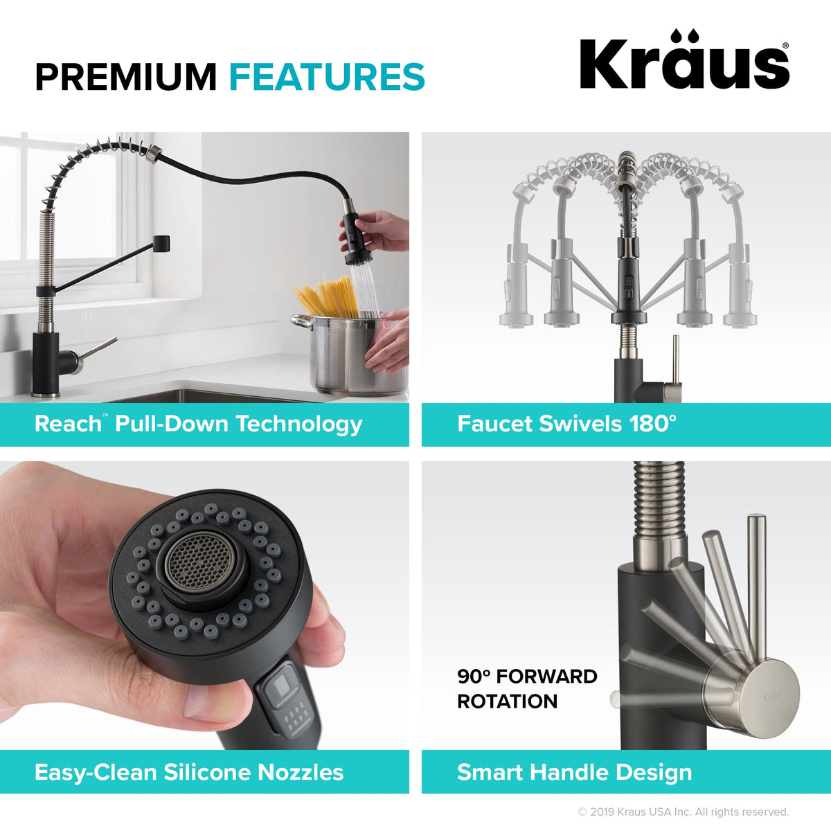 KRAUS Chrome 18.75 in Commercial Pull Down Kitchen Faucet KPF-1610CH