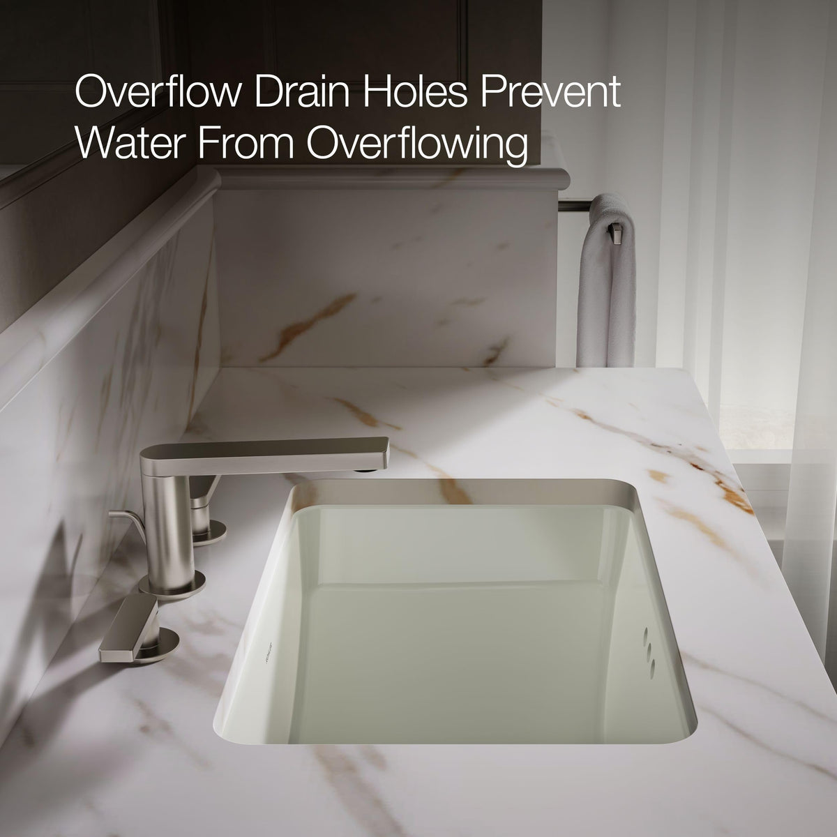 KOHLER 2214-0 Ladena Rectangular Undermount Bathroom Sink With Curved Bottom, 20-7/8" W X 14-3/8" L, White
