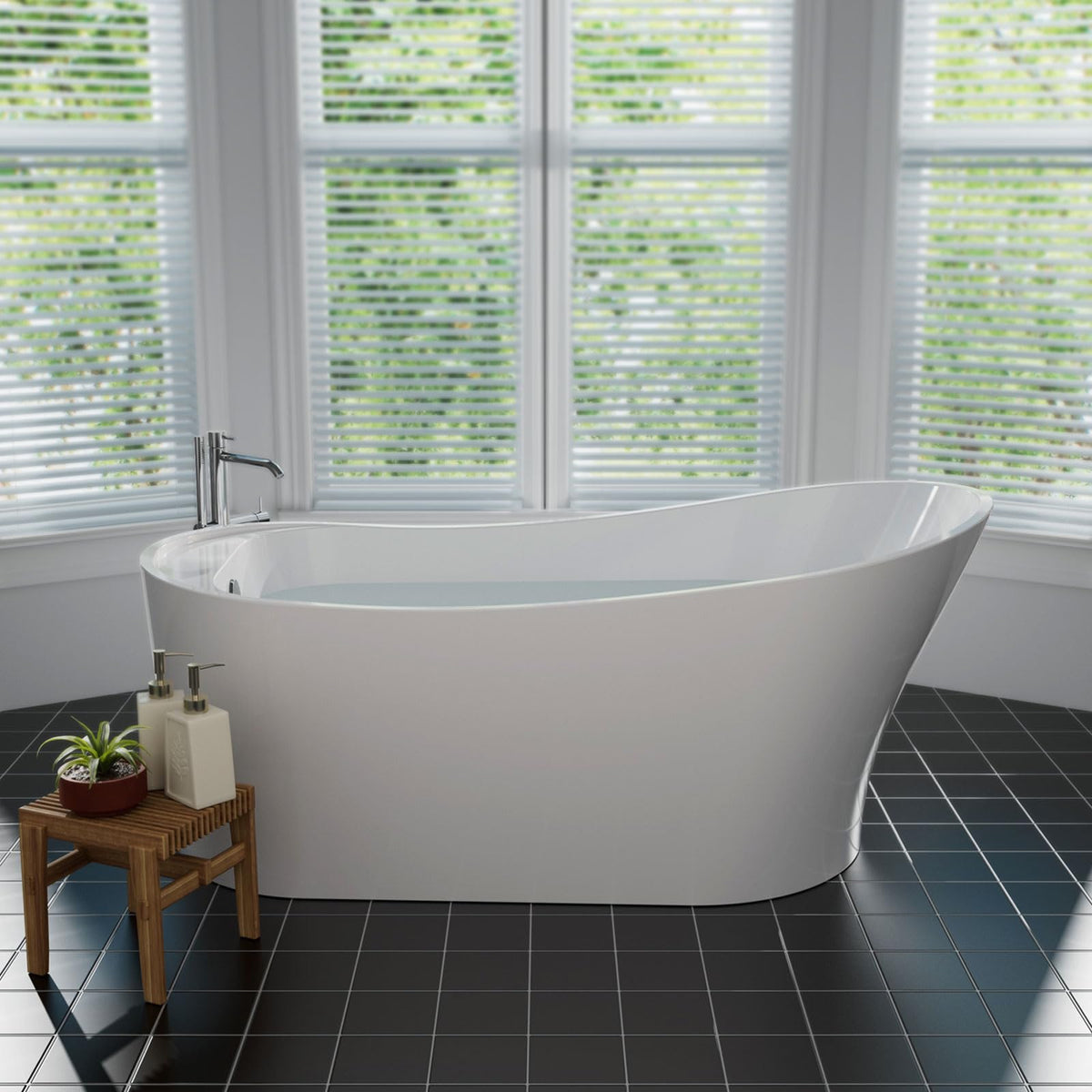 Empava 59 Inch Freestanding Bathtub - Modern Stand Alone Soaking Tubs