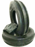 Two 5.00-15 Tri-Rib Front Tractor Tires Heavy Duty with Tubes F2 3-Rib 500x15, Wheels for Superior Control, Stability, and Performance in Farming Operations
