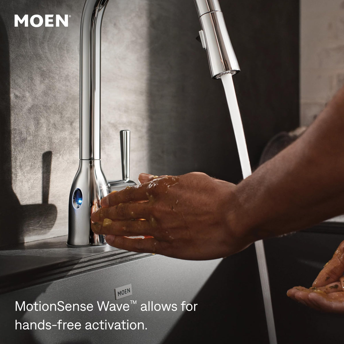 Moen Essie Spot Resist Stainless Pulldown Sprayer Kitchen Sink Faucet Set with Modern Pump Soap Dispenser, 87014SRS