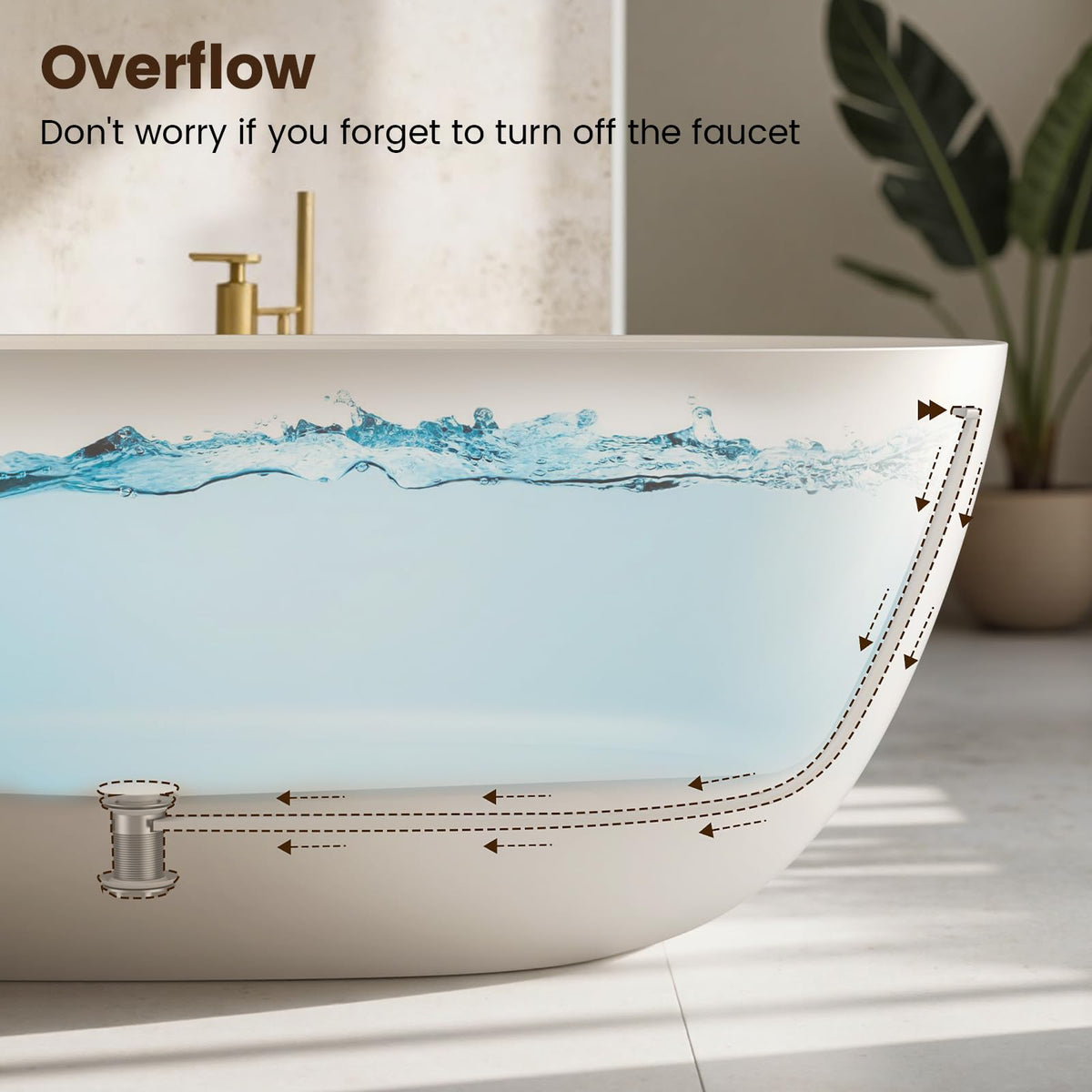 61''Stone Resin Freestanding Bathtub,Solid Surface Soaking Tub with Deep Bath Design, Modern Oval Free Standing Tub with Integrated Drain & Hidden Overflow, Starry Gray