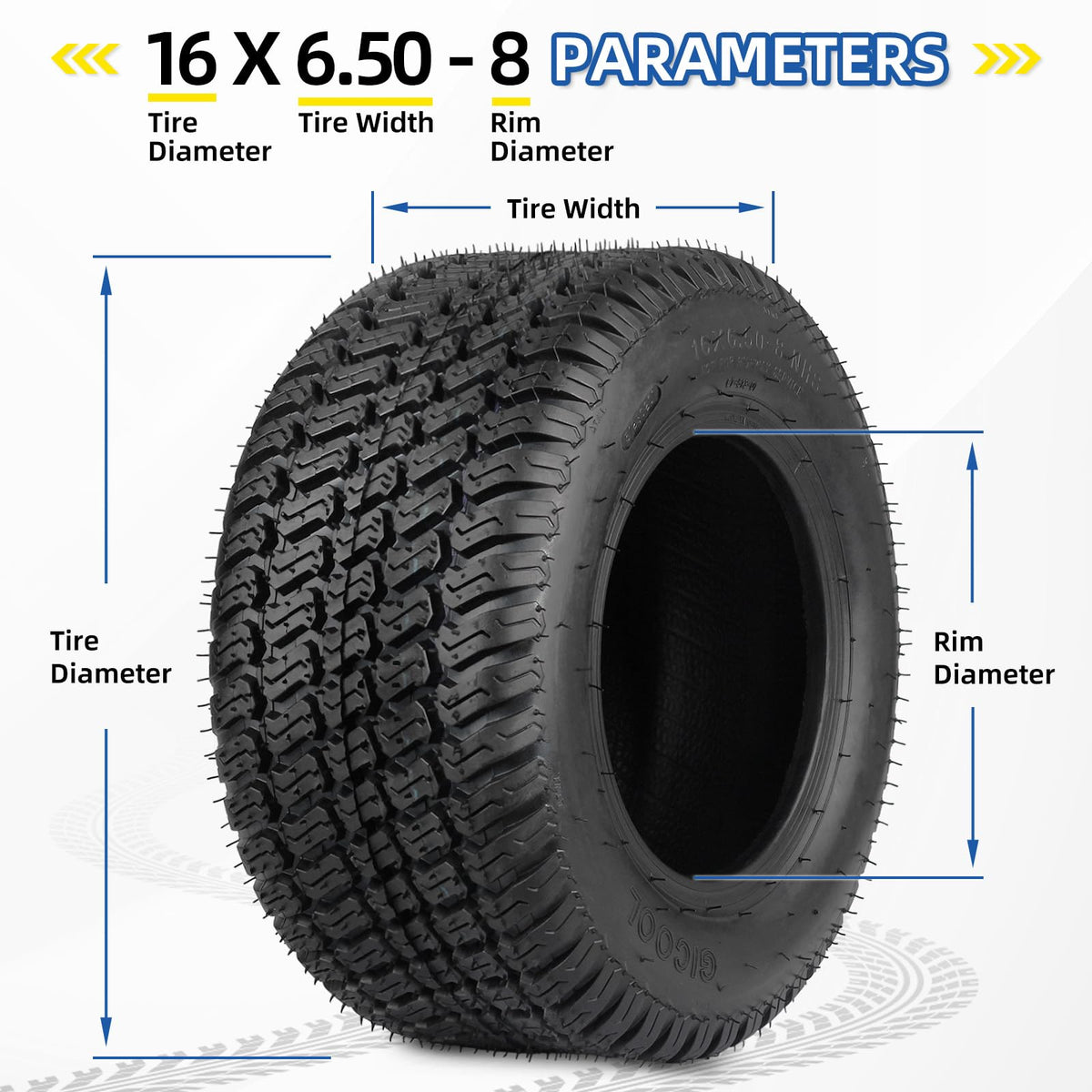 GICOOL 20x12.00-10 Tubeless Lawn Mower Tire for Riding Mower Tractor, 4Ply