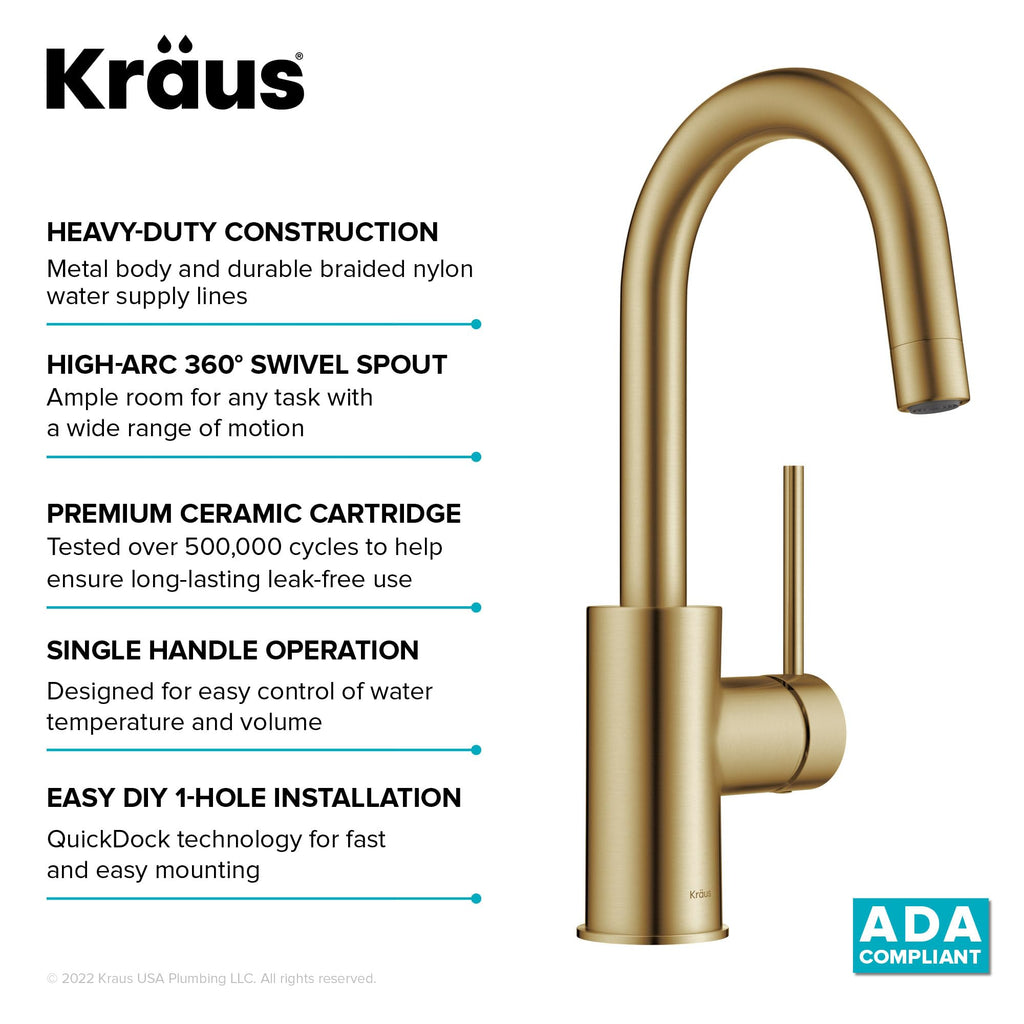 KRAUS Purita 100% Lead-Free Kitchen Water Filter Faucet in Spot Free Antique Champagne Bronze, FF-100SFACB