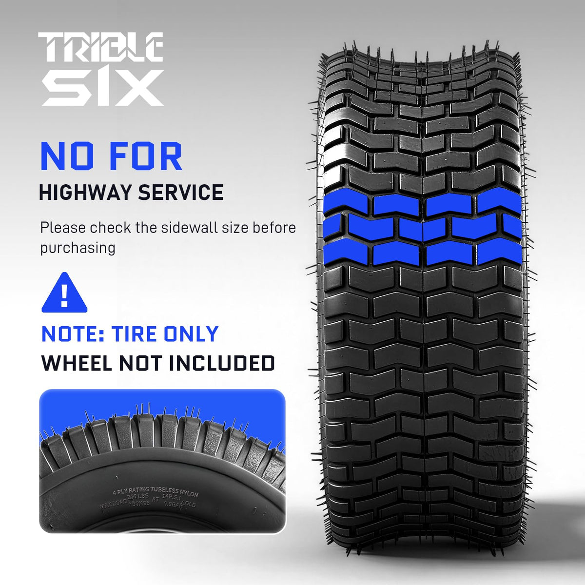 20x8.00-8 Lawn Mower Tire, 4 Ply,Tubeless, 2 Pack