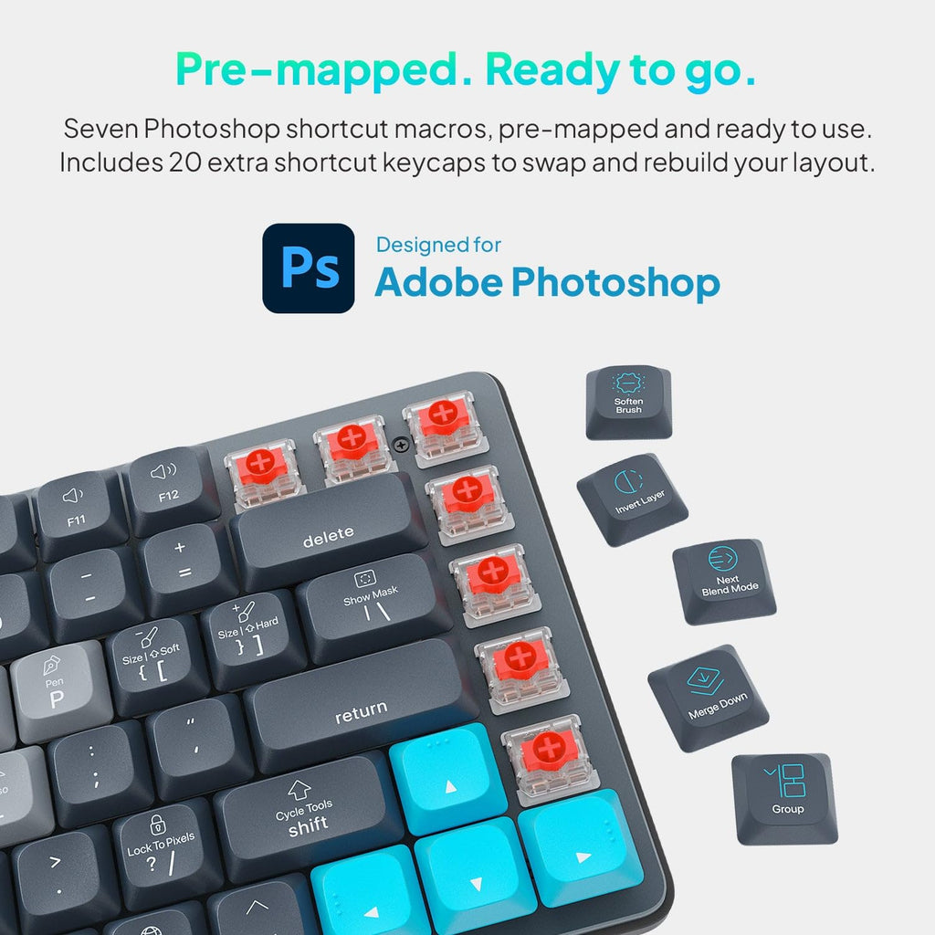 JCPAL Dash Adobe Premiere Pro Wireless Shortcut Keyboard for Mac/PC