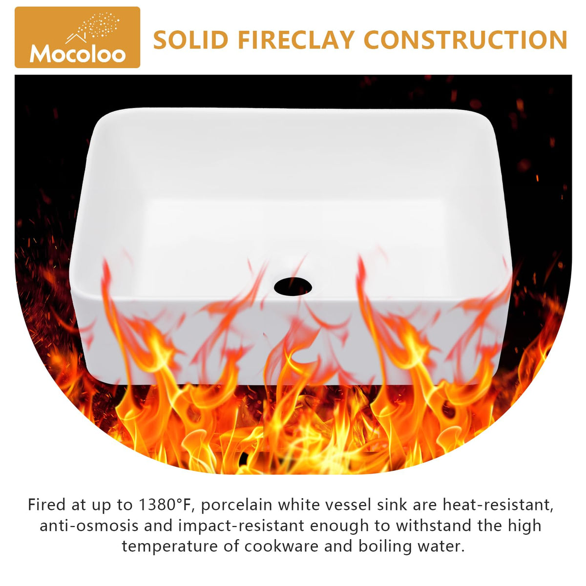 Mocoloo Bathroom Sink Undermount 22"x16" White Rectangle Porcelain Sink with Vertical Sides and Overflow Drain Under Counter Mount Ceramic Lavatory Vanity Sinks for Bathroom Interior Size 19 x 13