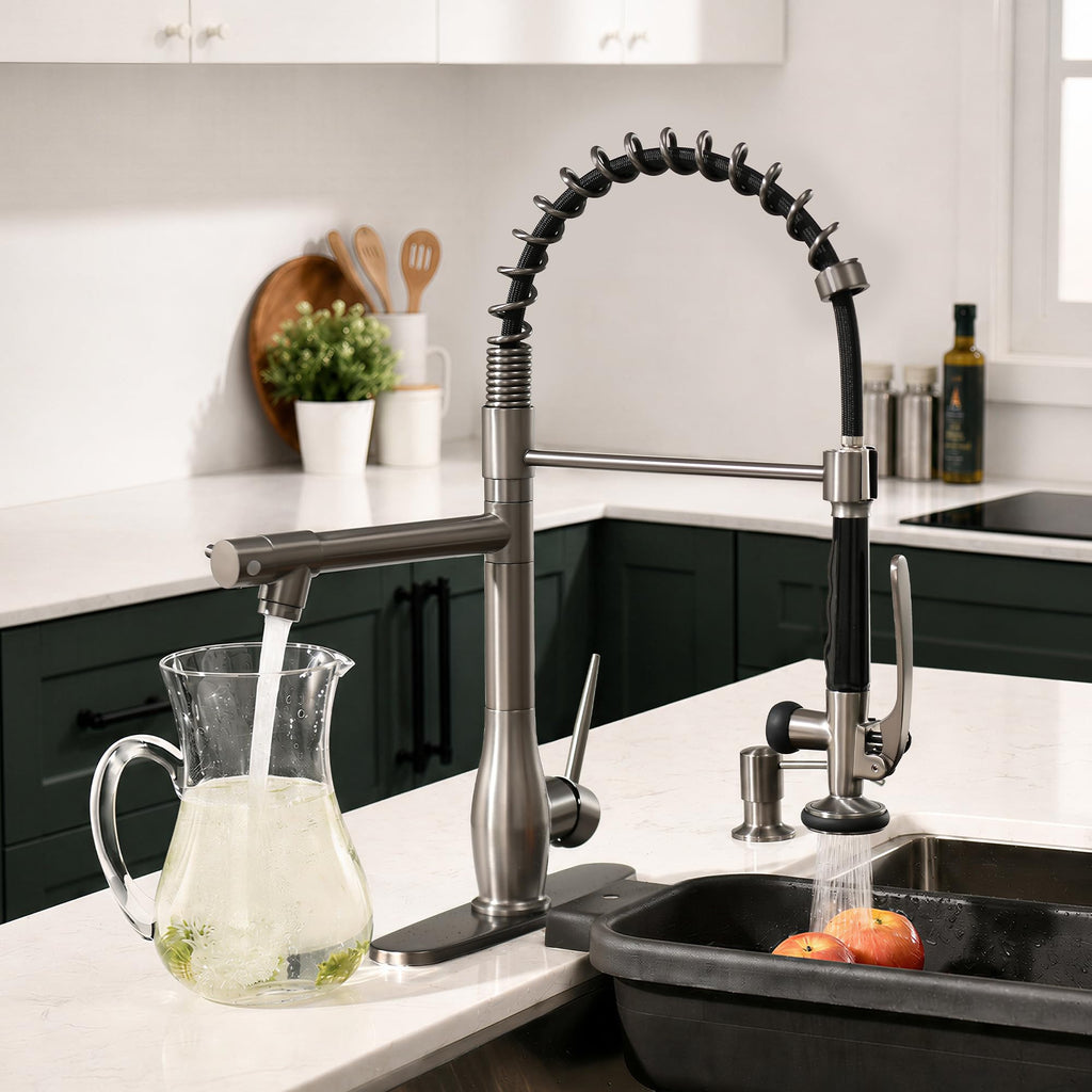 GIMILI Commercial Kitchen Sink Faucet with Pull Down Sprayer Brushed Nickel
