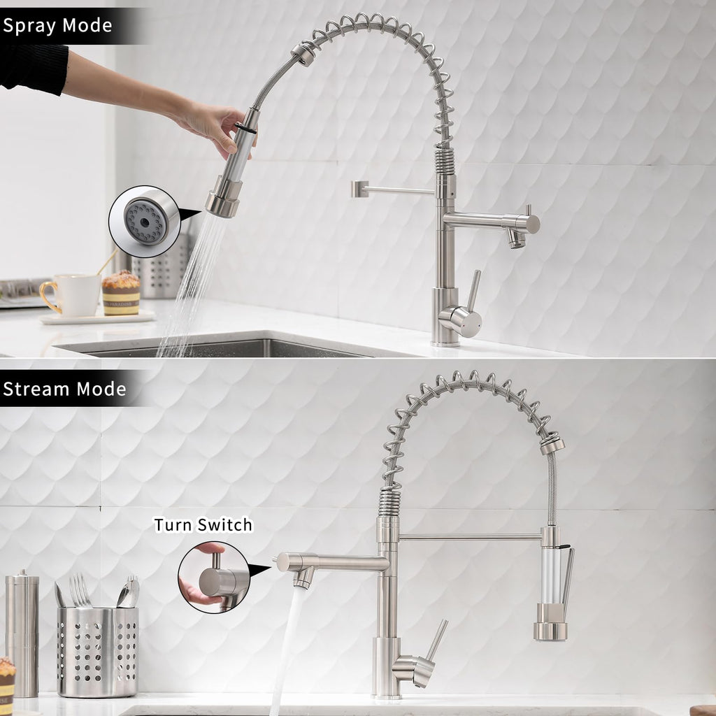 AIMADI Contemporary Kitchen Sink Faucet,Brushed Nickel Stainless Steel