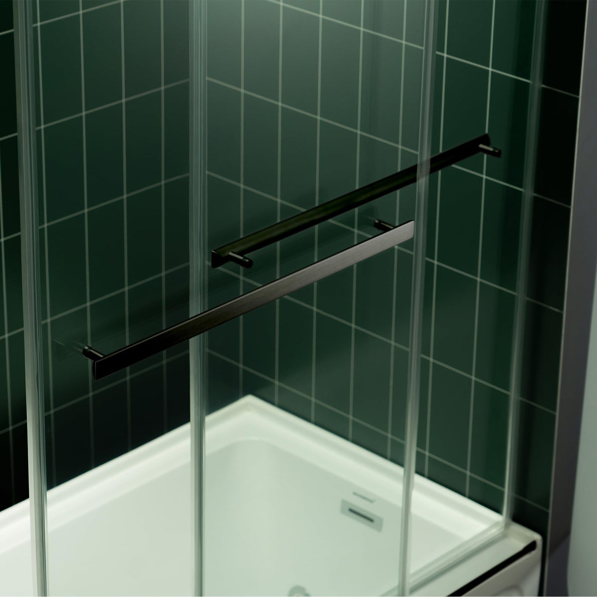 Woodbridge 56-60" W x 62" H Frameless Bathtub Shower Door,Double Sliding Soft-Close Doors,3/8(10mm) Tempered Glass with Explosion Proof Film in Brushed Bronze Finish