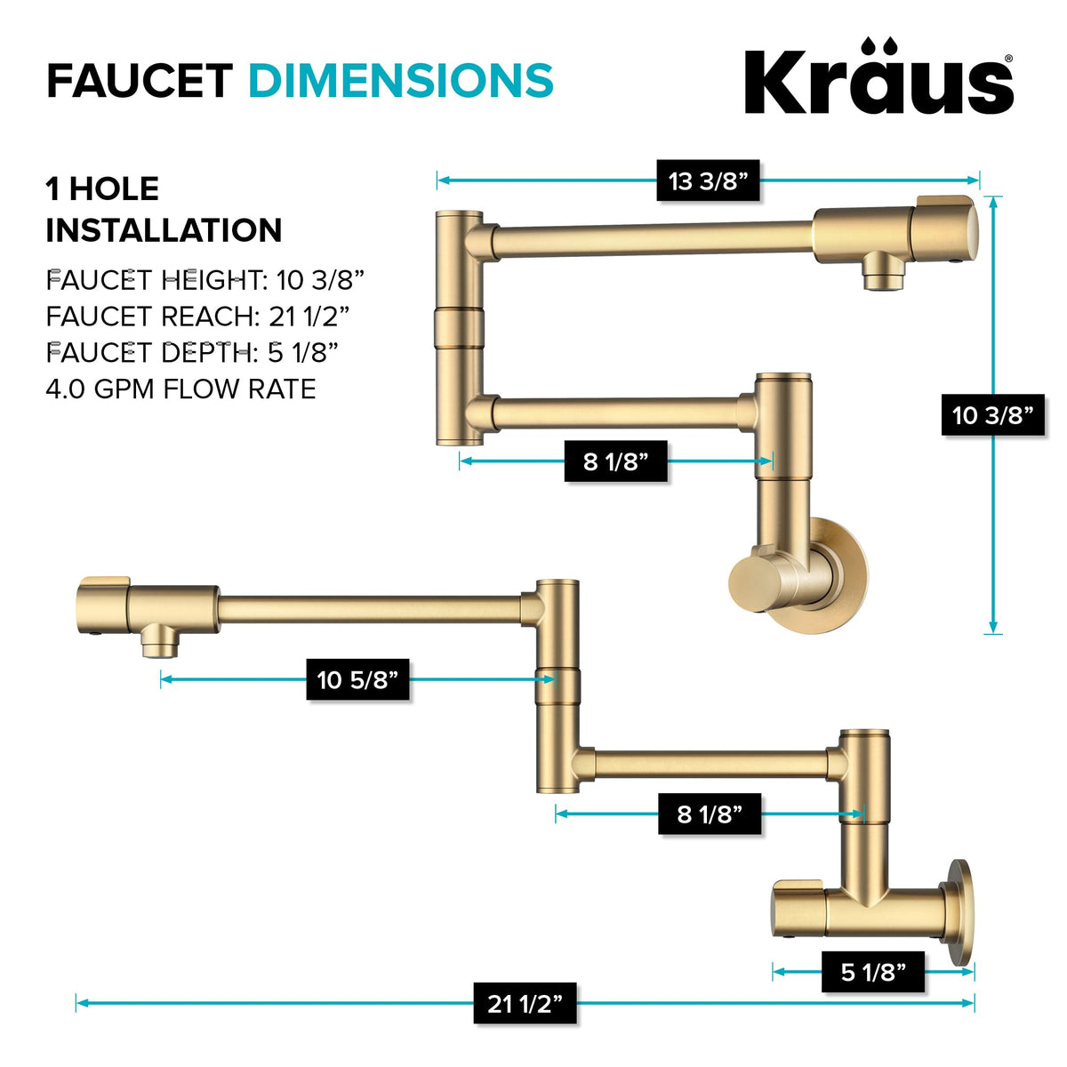 KRAUS Chrome 18.75 in Commercial Pull Down Kitchen Faucet KPF-1610CH