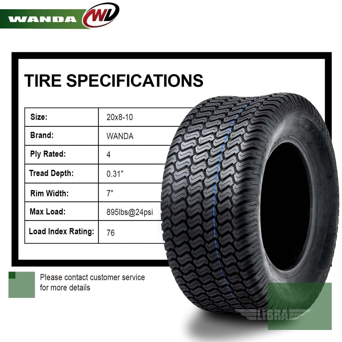 WANDA Set 2 23x10.5-12 Lawn Mower Cart Turf Tires P332 /4 ply - 13049