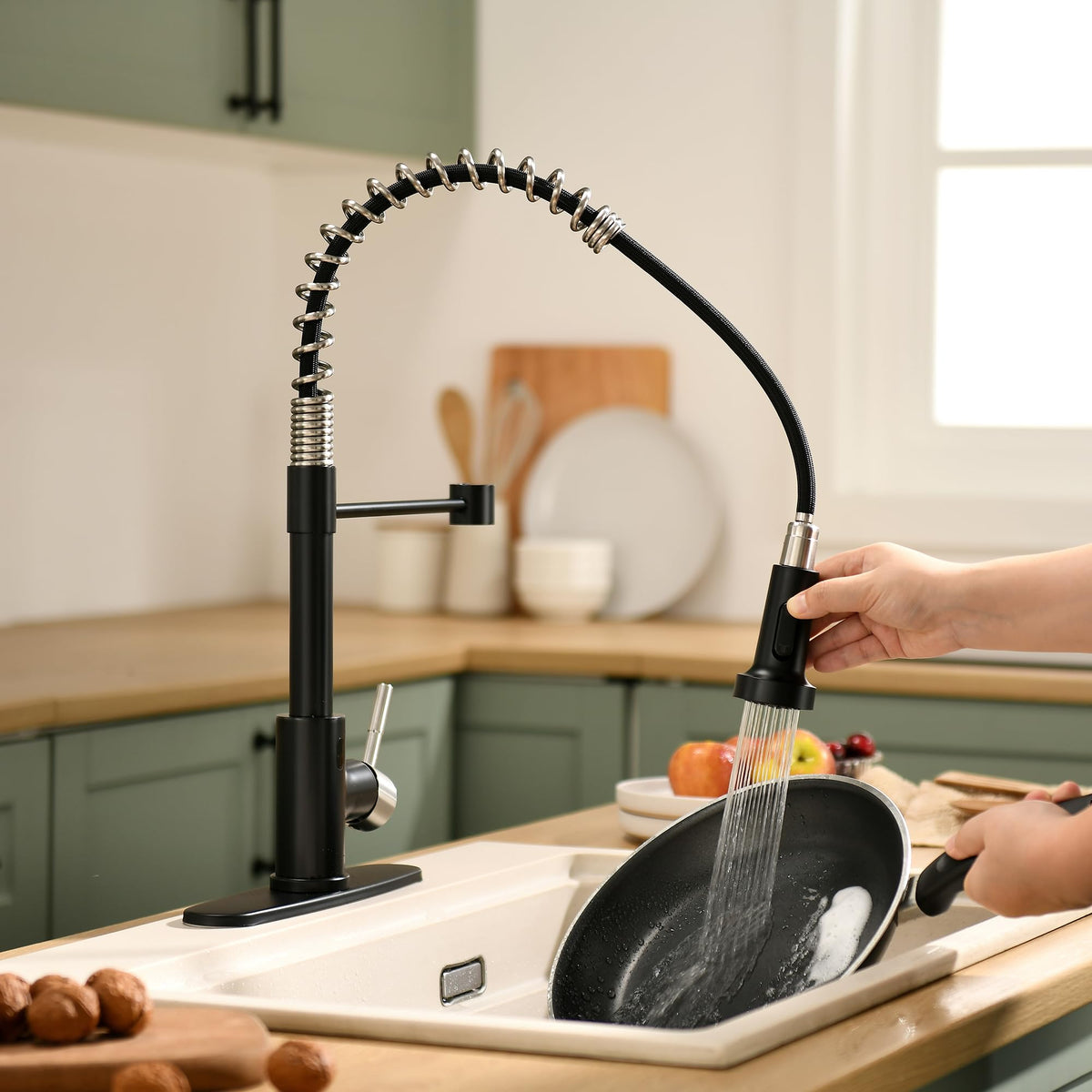 GIMILI Matte Black Touchless Kitchen Faucet with Spring Pull Down Sprayer