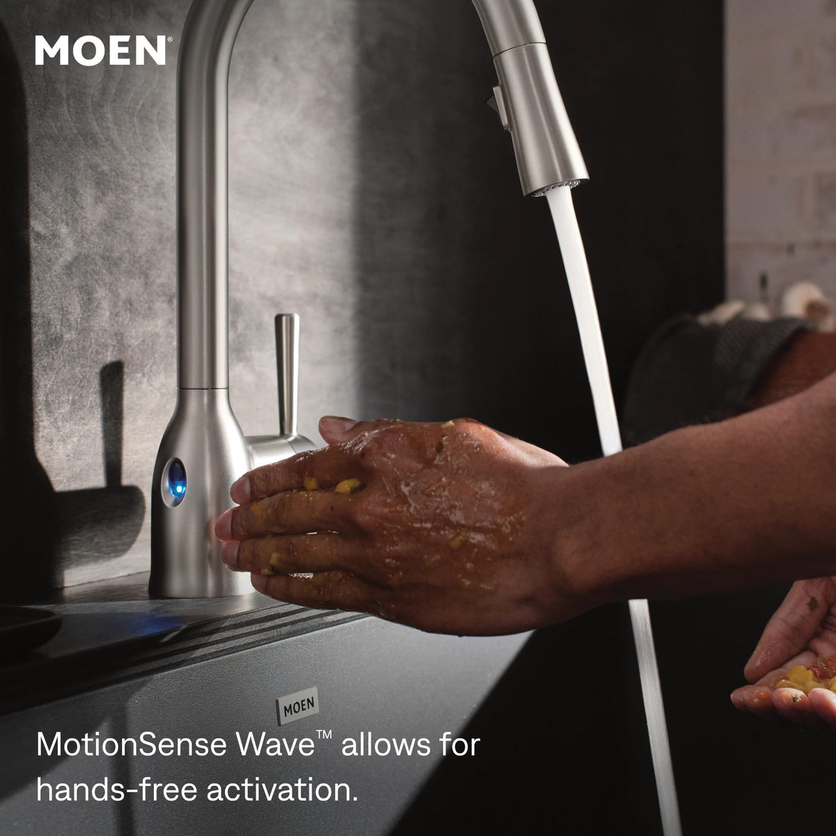 Moen Essie Spot Resist Stainless Pulldown Sprayer Kitchen Sink Faucet Set with Modern Pump Soap Dispenser, 87014SRS