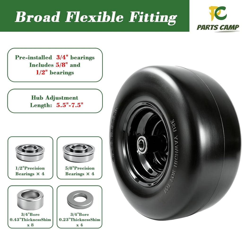 Parts Camp (2 Pack) 13x6.50-6 Lawn Mower Tires Flat Free Solid Tire