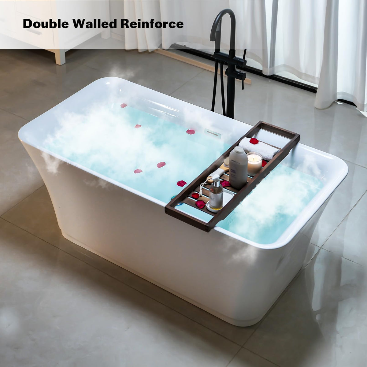 Empava 67" Luxury Freestanding Soaking Bathtub - Modern Oval Spa Tub