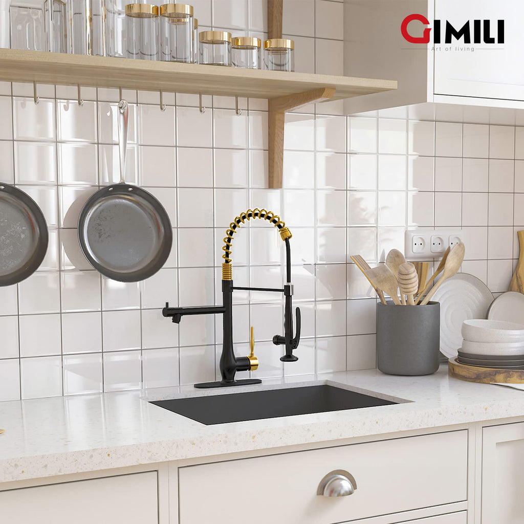 GIMILI Commercial Kitchen Sink Faucet with Pull Down Sprayer Brushed Nickel