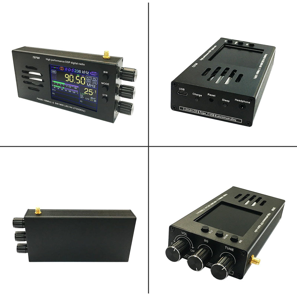 Upgraded ATS-25 Max All Full Bands SI4732 Receiver Portable 2.4 inch FM AM LSB USB LW SSB Shortwave Color Touching Screen Aluminum Alloy 3000Mah Battery Big Speaker Nice Sound