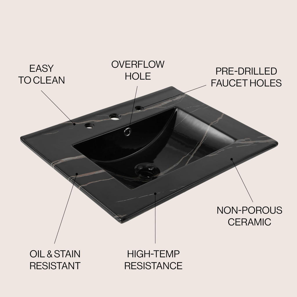 JONATHAN Y Ancillary 30" Bathroom 3-Hole Sink Top, White