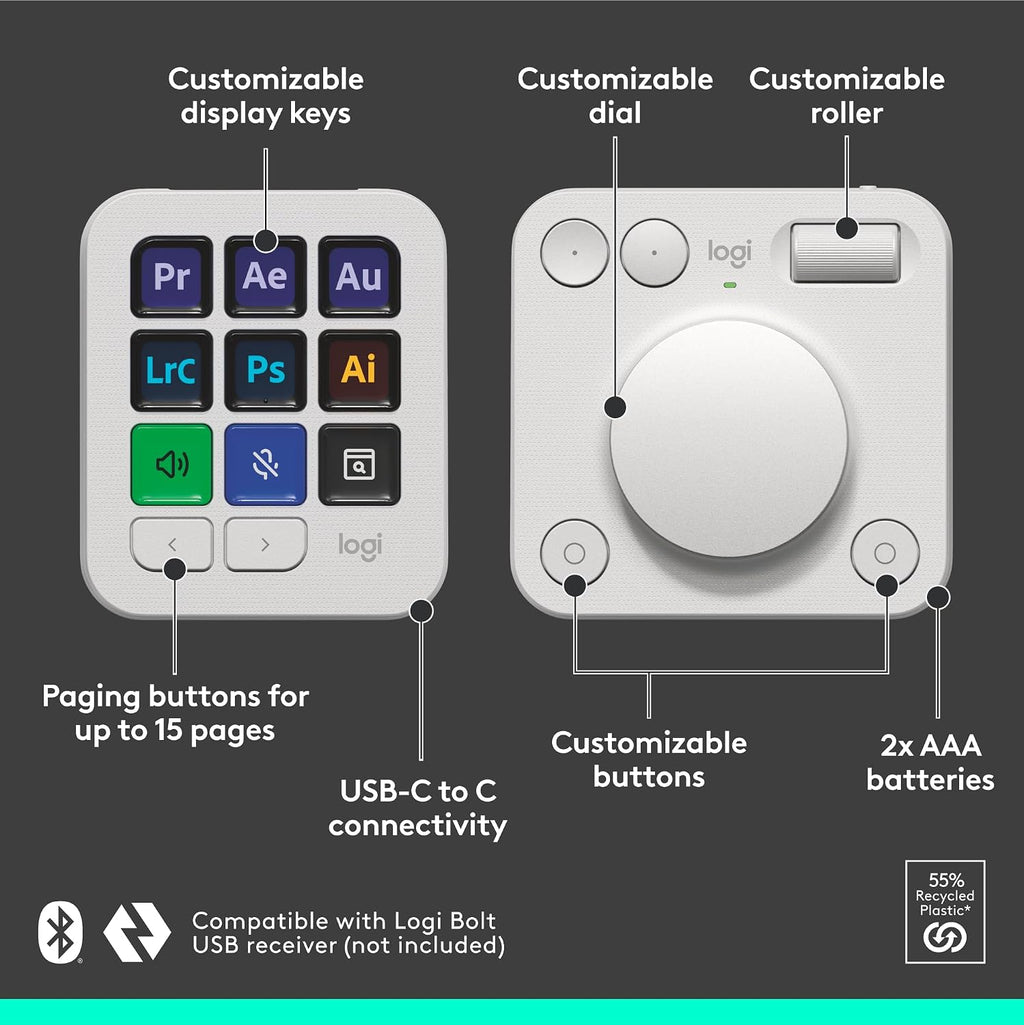 Logitech MX Creative Console 9 Customizable Keys - Pale Grey