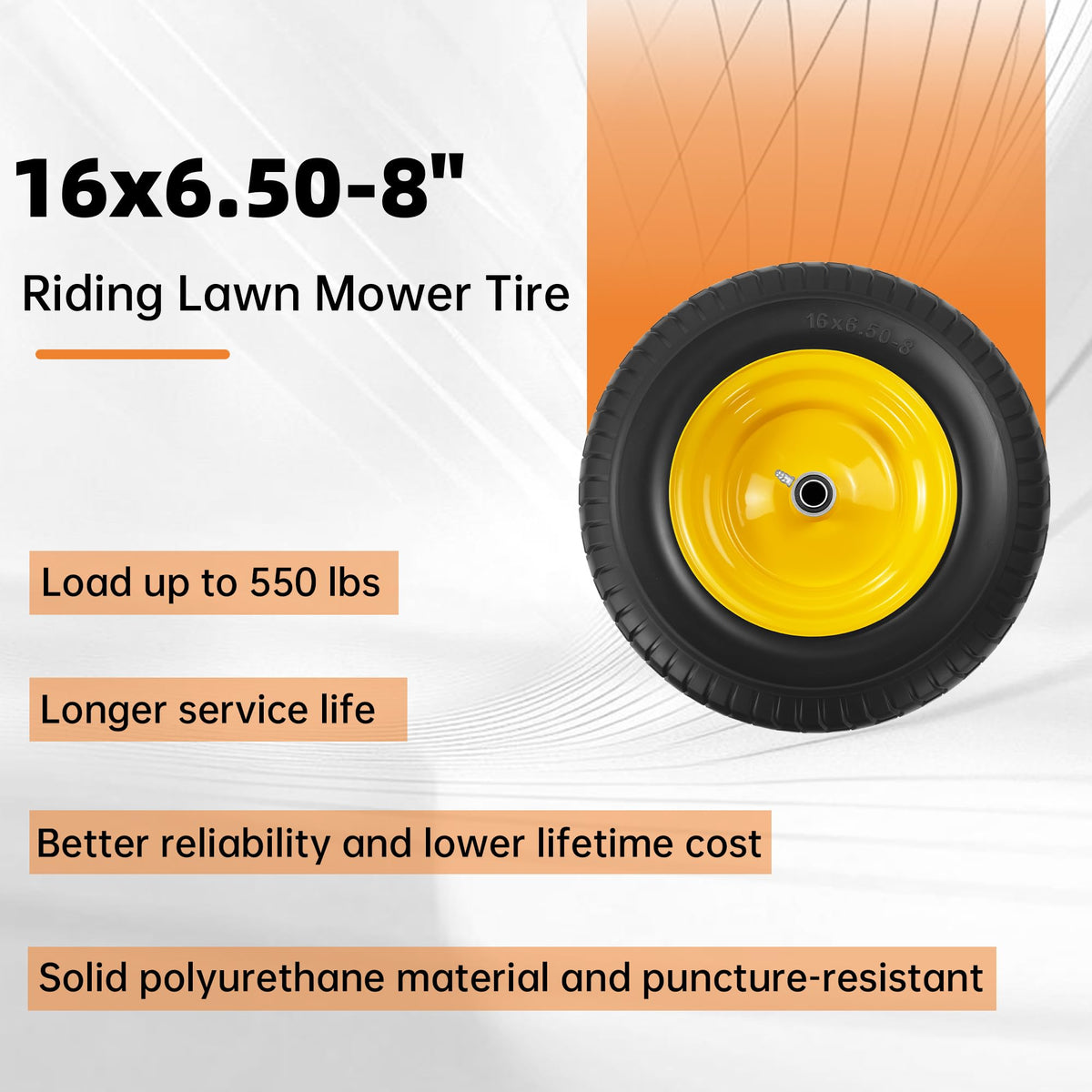 2-Pack 20x10.00-8 Tubeless Lawn Mower Rear Tire and Wheel Assembly, 4-Ply.