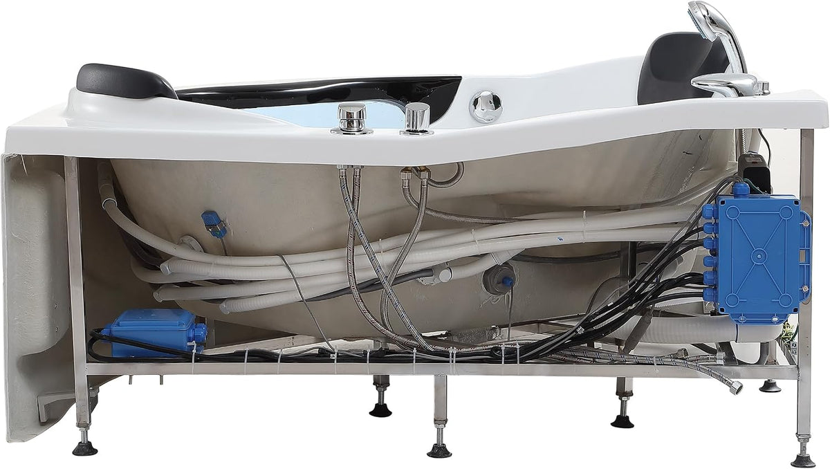 Empava 59" Corner Jetted Bathtub - 2 Person Whirlpool Tub with Heater