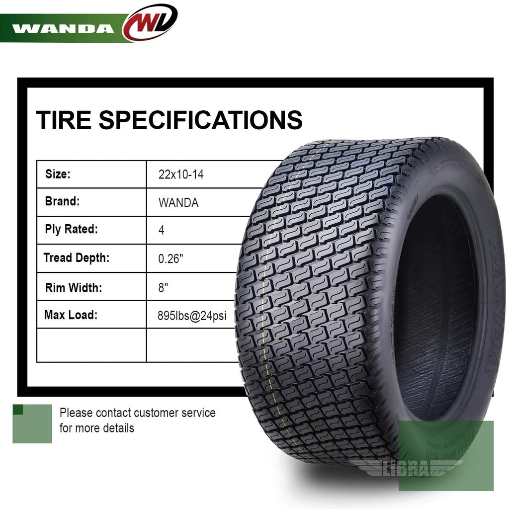 WANDA Set 2 23x10.5-12 Lawn Mower Cart Turf Tires P332 /4 ply - 13049